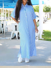 Indiebeautie Stripe Side-Slit Shirt Dress